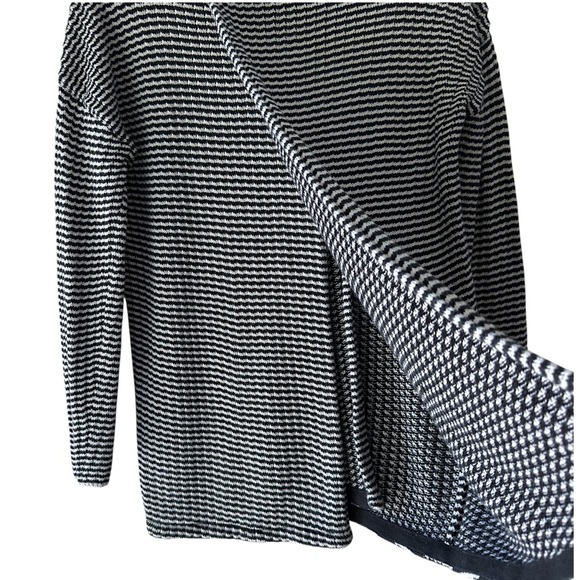 CABI | NWOT FERGIE SPLIT FRONT & BACK COWL NECK COTTON SWEATER BLACK & WHITE SM - Picture 9 of 12